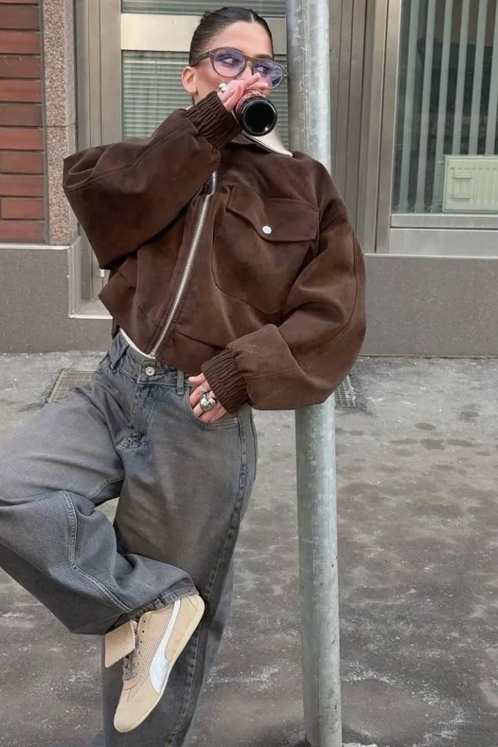 Замшева куртка-бомбер ZL-035A1300