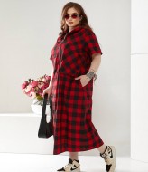 Платье в клетку для полных NU-1373A16