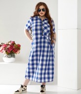 Платье в клетку для полных NU-1373A16