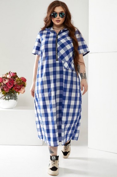 Платье в клетку для полных NU-1373A16