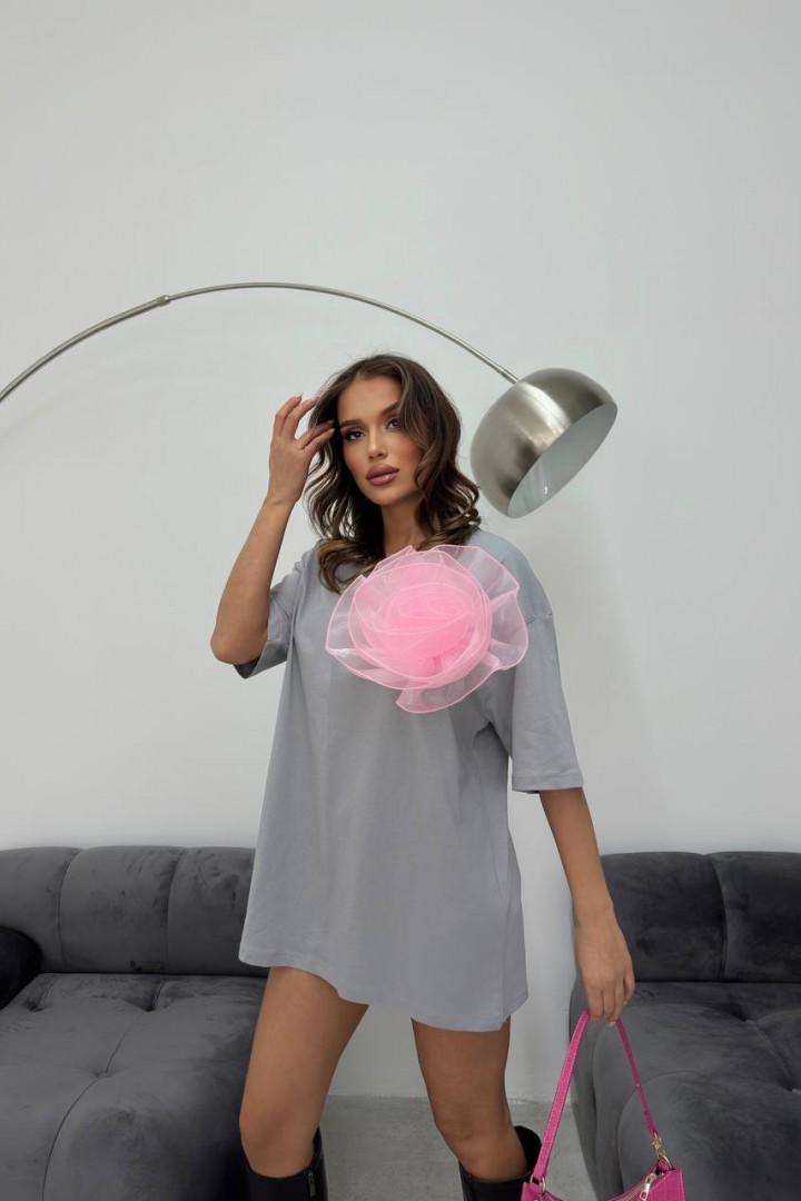 Футболка з об'ємною квіткою WOW-4114A9