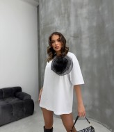 Футболка з об'ємною квіткою WOW-4114A9