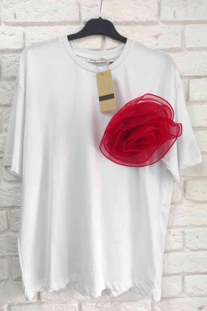 Футболка з об'ємною квіткою WOW-4114A9