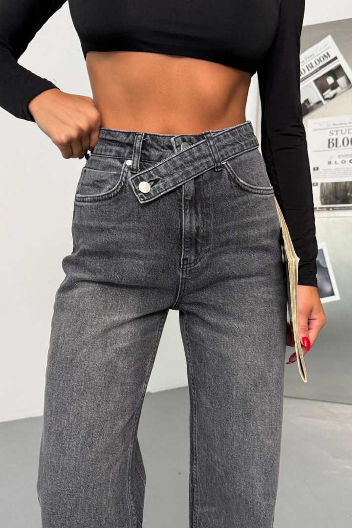 Джинсы с асимметричным поясом  WOW-9886A22