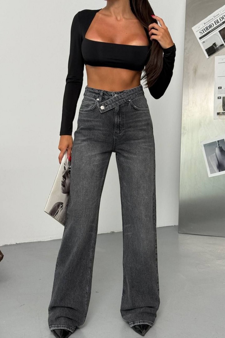 Джинсы с асимметричным поясом  WOW-9886A22