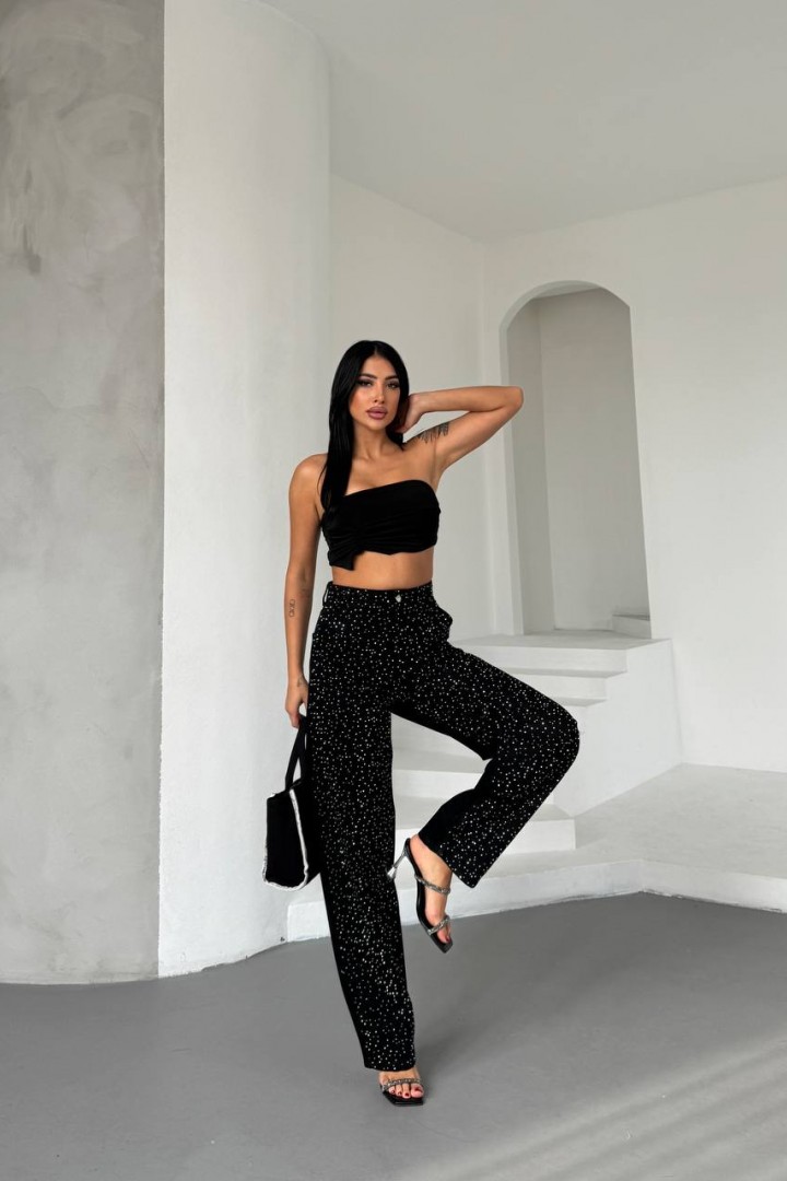 Джинсы со стразами WOW-1775A23