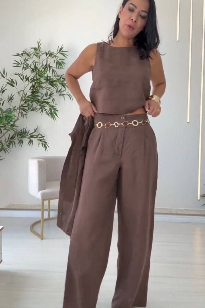 Костюм тройка топ, брюки и рубашка EST-5942A990