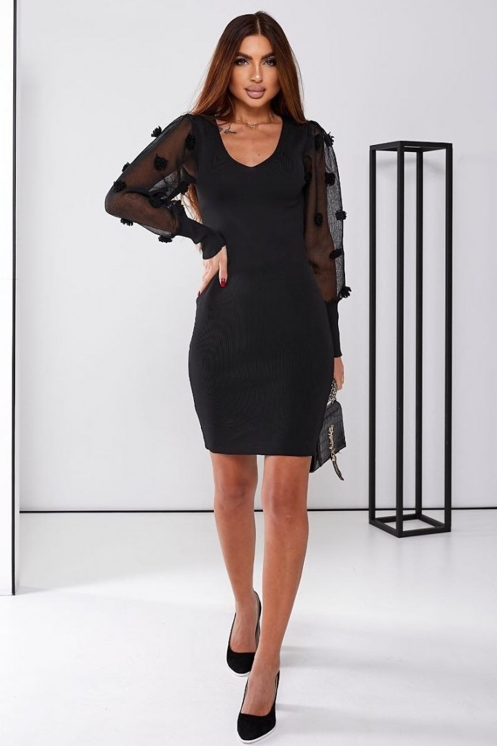 Платье с прозрачными рукавами  IB-1411A450