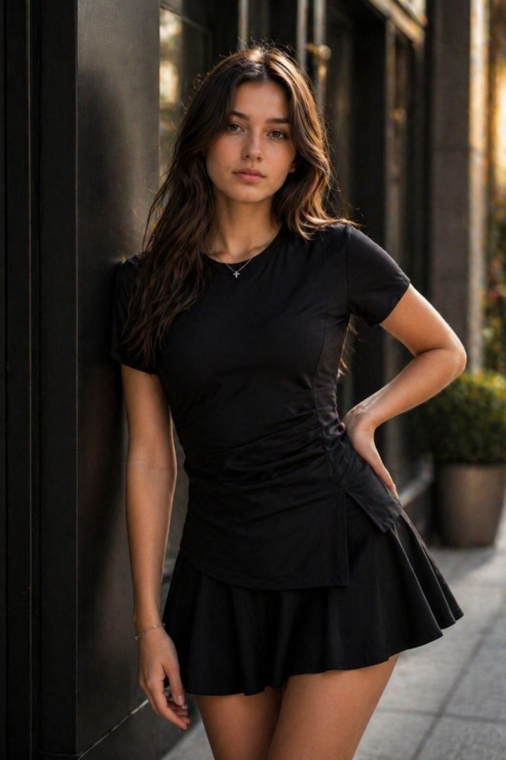 Футболка с ассиметричной драпировкой MIK-5182A240