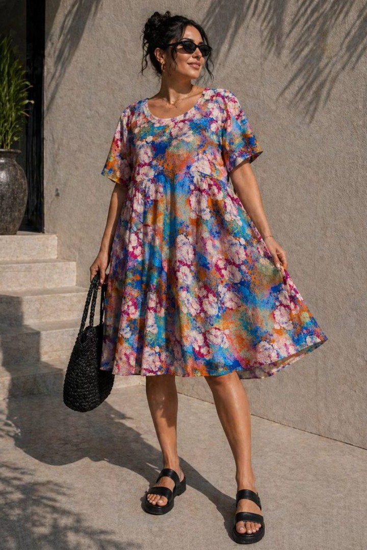 Свободное летнее платье из штапеля STC-335A449