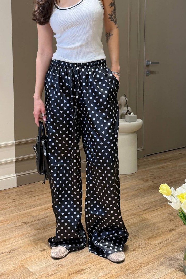 Легкие шелковые штаны в горошек MUS-157A420