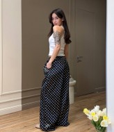 Легкие шелковые штаны в горошек MUS-157A420