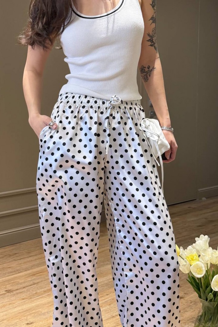 Легкие шелковые штаны в горошек MUS-157A420