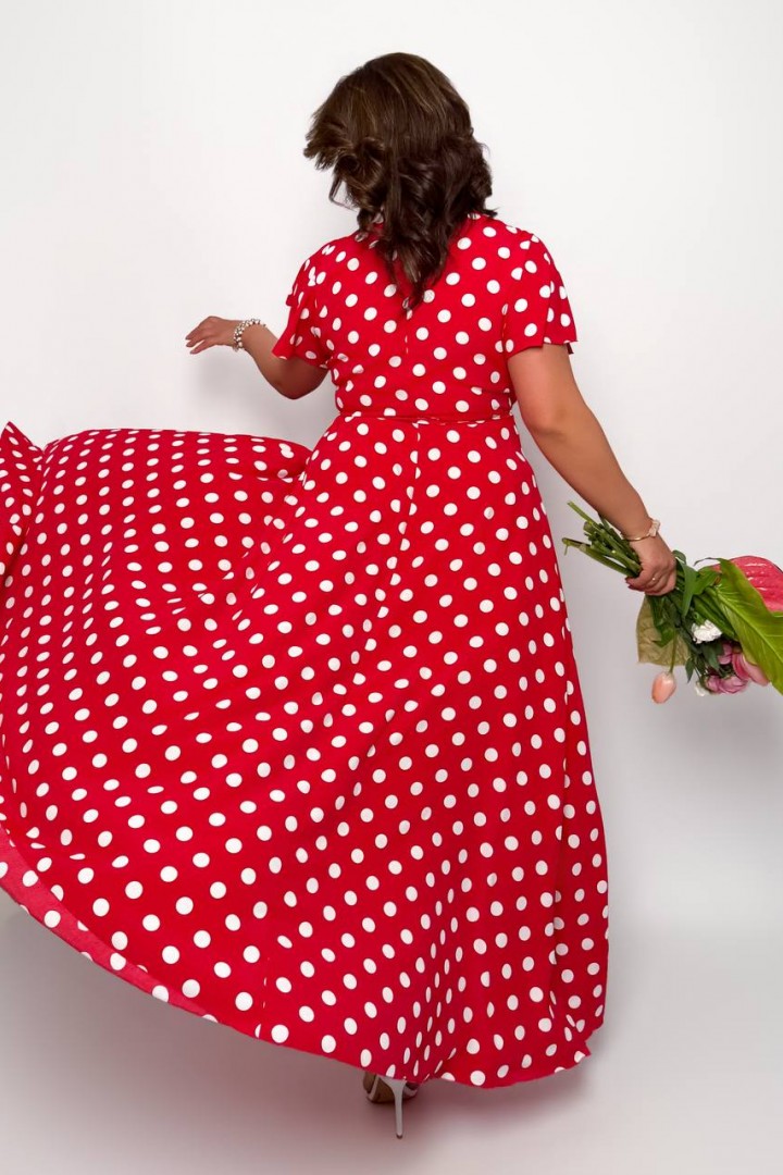 Платье на запах в горошек YM-7183A15