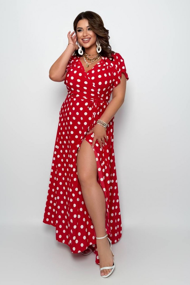 Платье на запах в горошек YM-7183A15