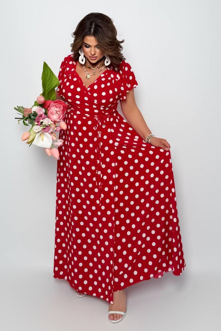 Платье на запах в горошек YM-7183A15