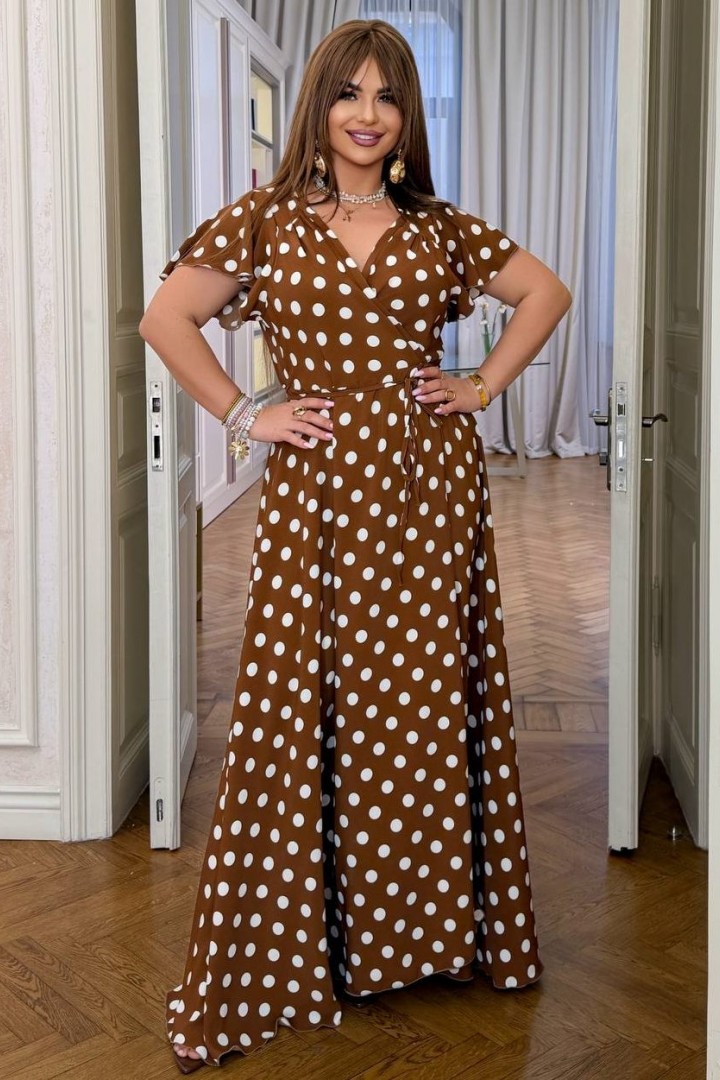 Платье на запах в горошек YM-7183A15