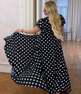 Платье на запах в горошек YM-7183A15