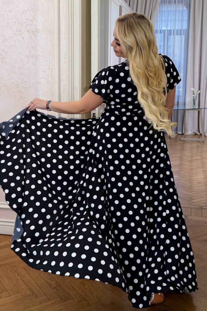 Платье на запах в горошек YM-7183A15