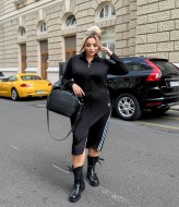 Черное трикотажное платье  VL-1110A850