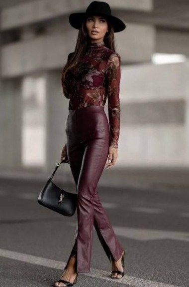 Шкіряни штани з розрізом LOU-1259A250