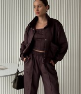 Костюм трійка бомбер на підкладці, топ та штани LOU-1556A1250 Костюм трійка бомбер на підкладці, топ та штани LOU-1556A1250