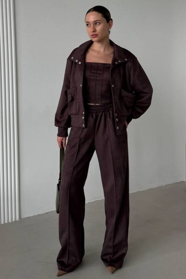 Костюм трійка бомбер на підкладці, топ та штани LOU-1556A1250