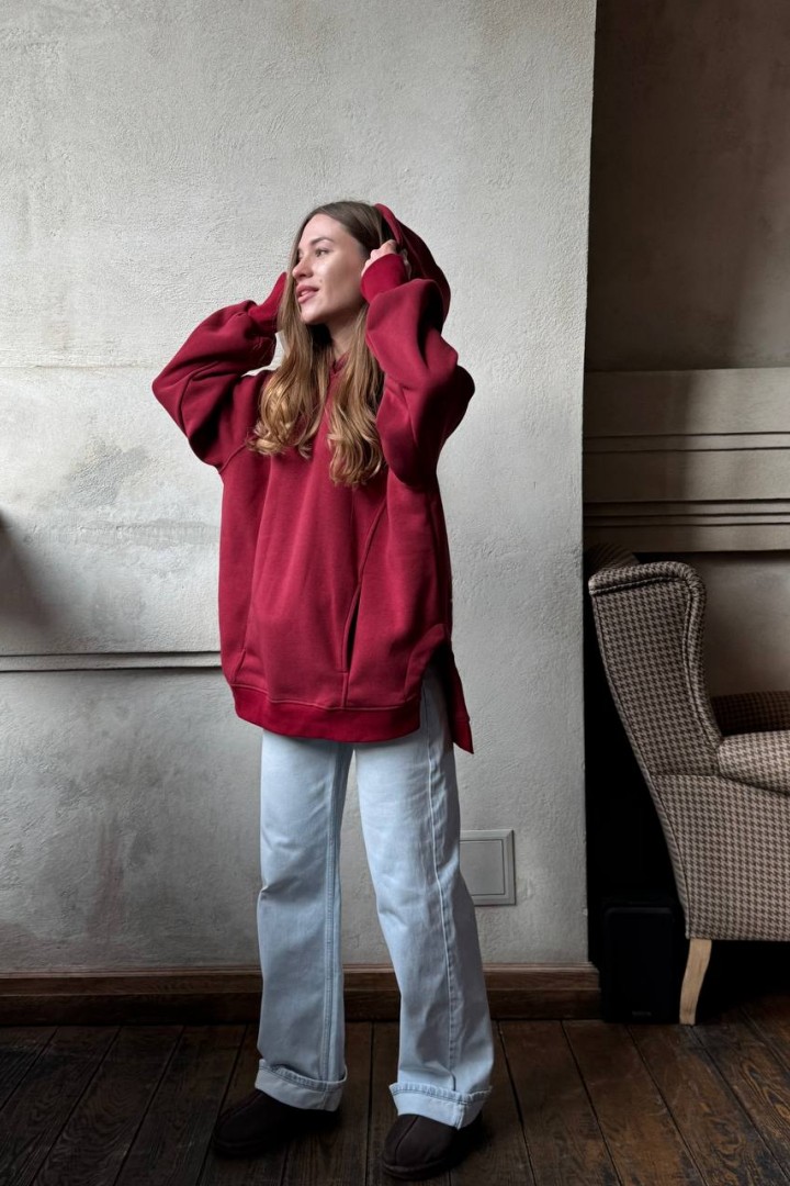 Худи с капюшоном оверсайз  LOU-1560A490 Худи с капюшоном оверсайз  LOU-1560A490