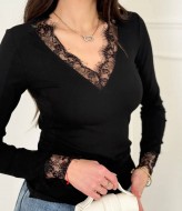 Лонгслив с кружевной обработкой KC-0522A380