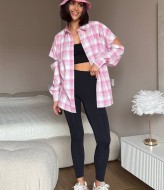 Рубашка клетка с рваными рукавами MIY-1059A549