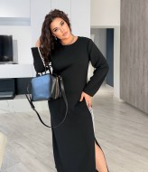 Длинное черное платье с разрезом GR-05180A470