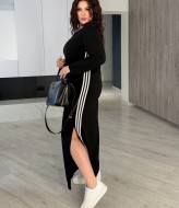 Длинное черное платье с разрезом GR-05180A470