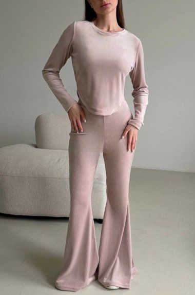 Велюровый костюм с брюками клеш UNO-085A750