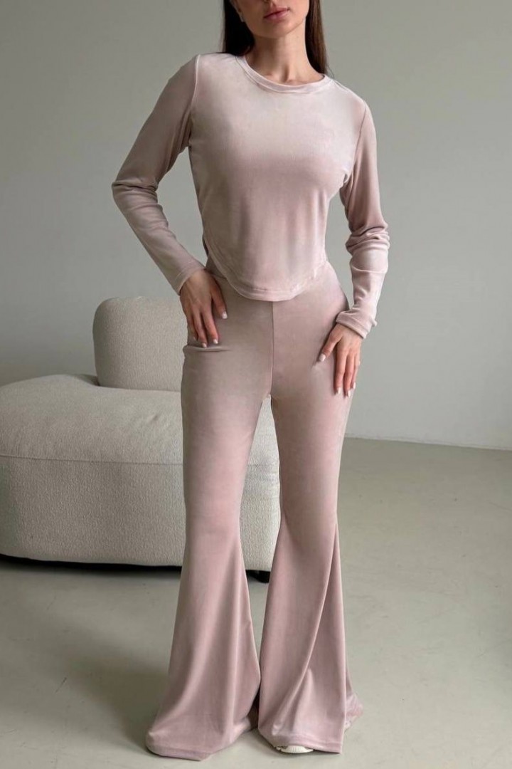 Велюровый костюм с брюками клеш UNO-085A750