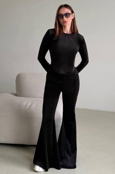 Велюровый костюм с брюками клеш UNO-085A750
