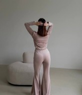 Велюровый костюм с брюками клеш UNO-085A750