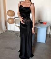 Шелковый комплект с кружевом UNO-083A850