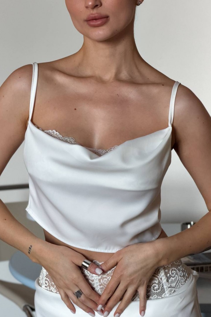 Шелковый комплект с кружевом UNO-083A850