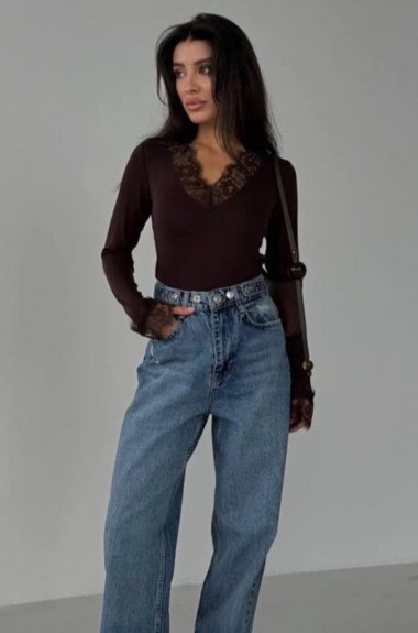 Женский лонгслив с кружевом UNO-088A350 Женский лонгслив с кружевом UNO-088A350