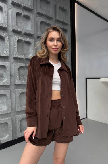 Велюровый костюм с шортами ROM-405A470