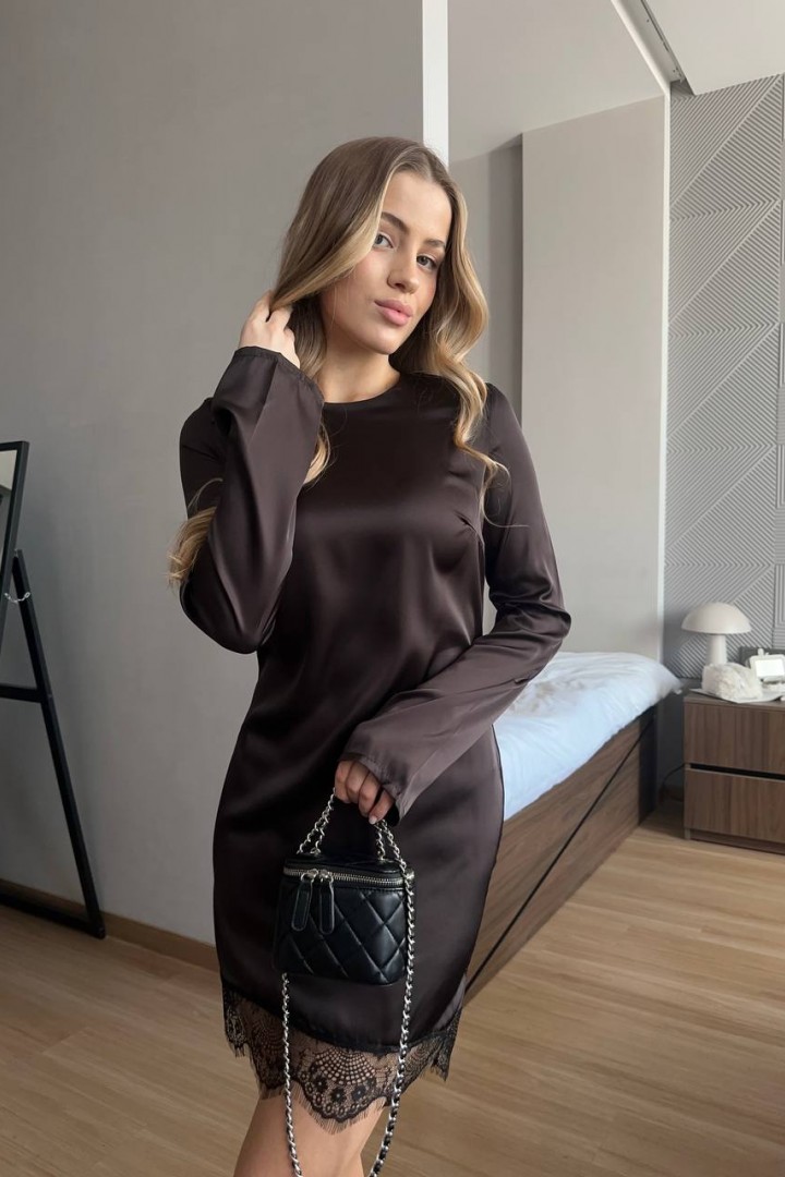 Шелковое платье с кружевом RAB-713A429