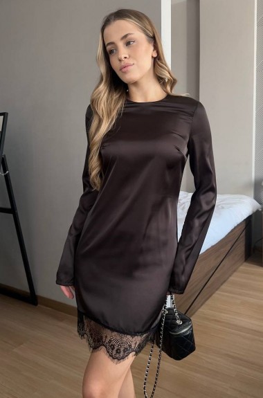 Шелковое платье с кружевом RAB-713A429