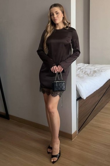 Шелковое платье с кружевом RAB-713A429