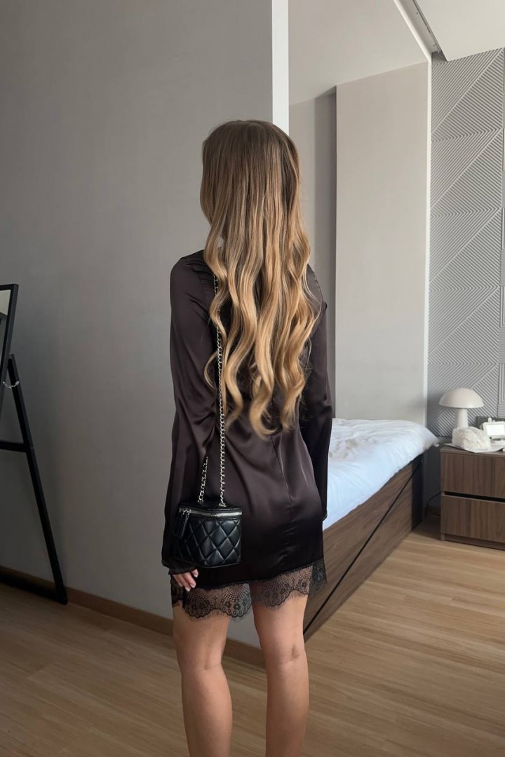 Шелковое платье с кружевом RAB-713A429