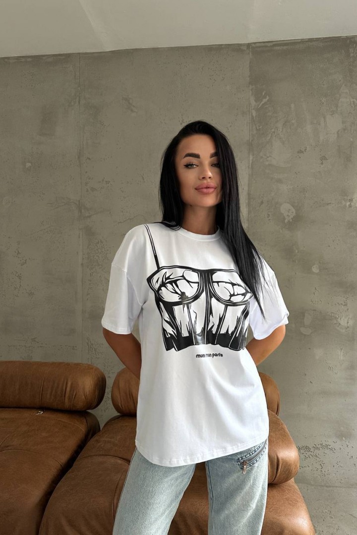 Футболка оверсайз с имитацией корсета ELZ-804A350