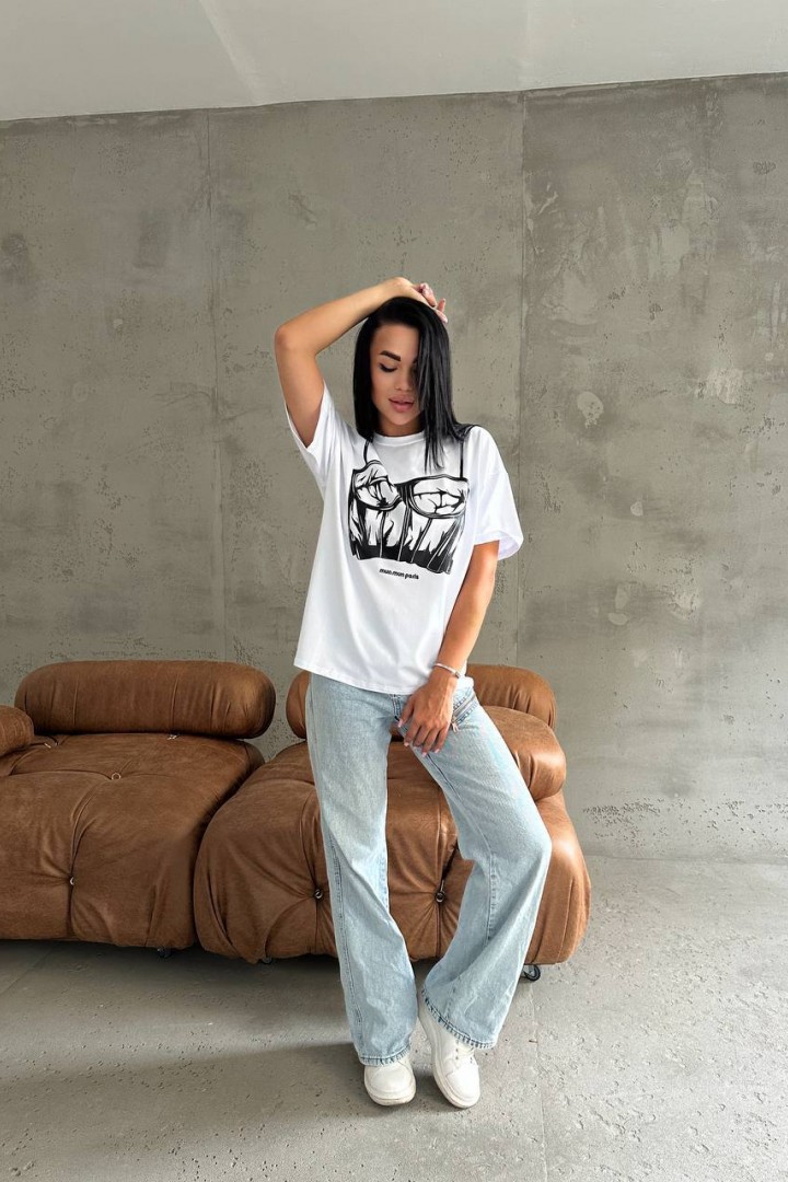 Футболка оверсайз с имитацией корсета ELZ-804A350