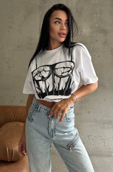 Футболка оверсайз с имитацией корсета ELZ-804A350 Футболка оверсайз с имитацией корсета ELZ-804A350