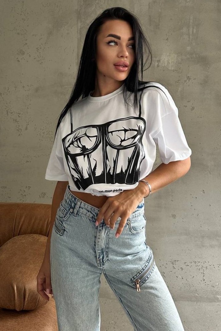 Футболка оверсайз с имитацией корсета ELZ-804A350