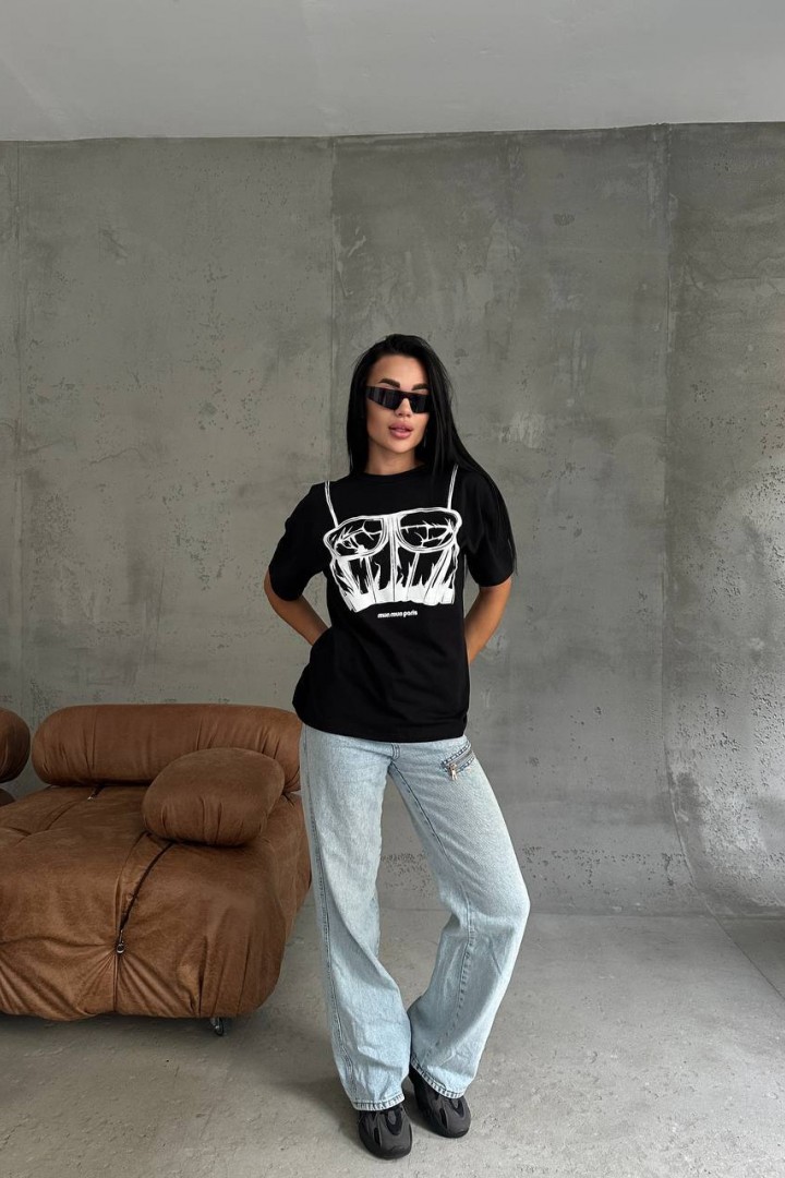 Футболка оверсайз с имитацией корсета ELZ-804A350