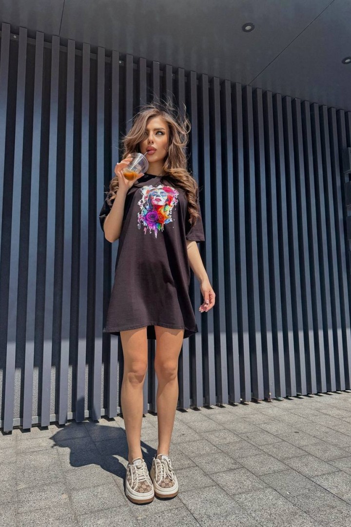 Сукня-футболка з яскравим накатом TS-0447A350